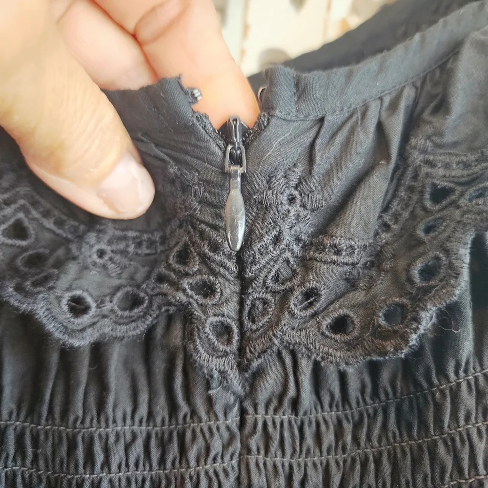 Madewell Madilynn Ruffle Neck Lucie Black Midi Dress Size 0 - Picture 12 of 14